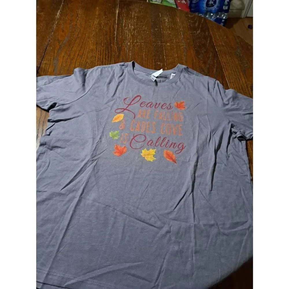 New XL Bella & Canvas Leaves Falling Cades Cove Calling Short Sleeve Tee Tshirt